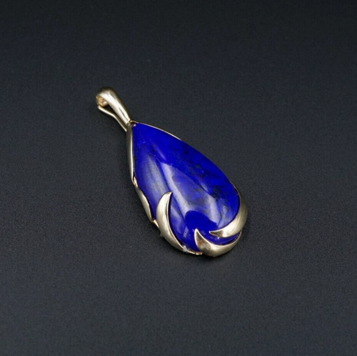 Lapis Lazuli 14k Pendant Enhancer Yellow Gold 2.4