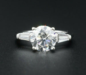 14k White Gold 3 Stone 2.5 ct Diamond Engagement Ring Bridal Set Size 6.75 CO843