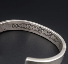 Navajo Bruce Morgan Sterling Silver 14k Gold Etched Cuff Bracelet 6.5" BS2803