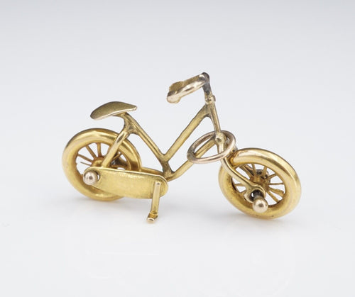 Vintage 9k Gold Bicycle Pendant Charm Articulated 1.15