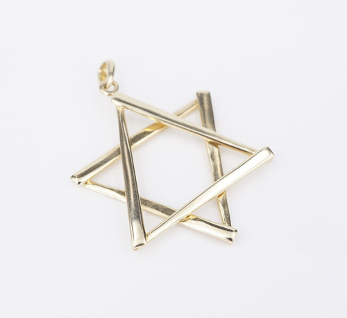 Vintage 14k Yellow Gold Star of David Pendant Large 1.6