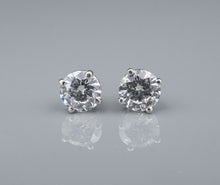 14k White Gold 1.25 carat Natural Round Brilliant Diamond Stud Earrings EG2454