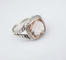 David Yurman Albion Ring Diamond Morganite Sterling Silver 18k Gold Sz 13 RS3231