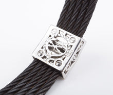Charriol 18k Gold Celtic Noir Diamond Bracelet 6.5" Black Cable 15mm 5 Row BG878