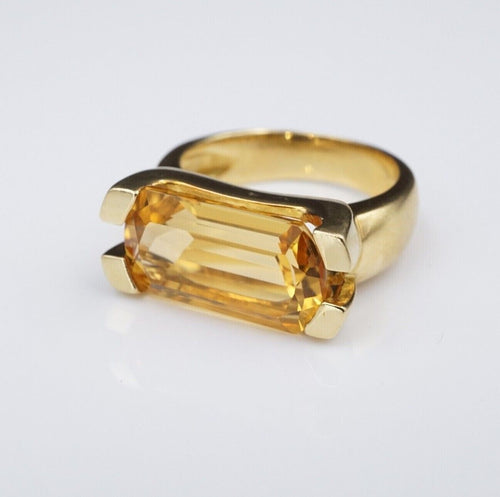 Luxe Italian Le Gi 18k Gold 8ct East West Citrine Candy Ring Size 7.25 RG3334