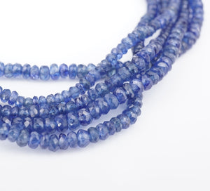 18K Natural Blue Sapphire Diamond Torsade Necklace Bead Toggle 16" Choker NG1504