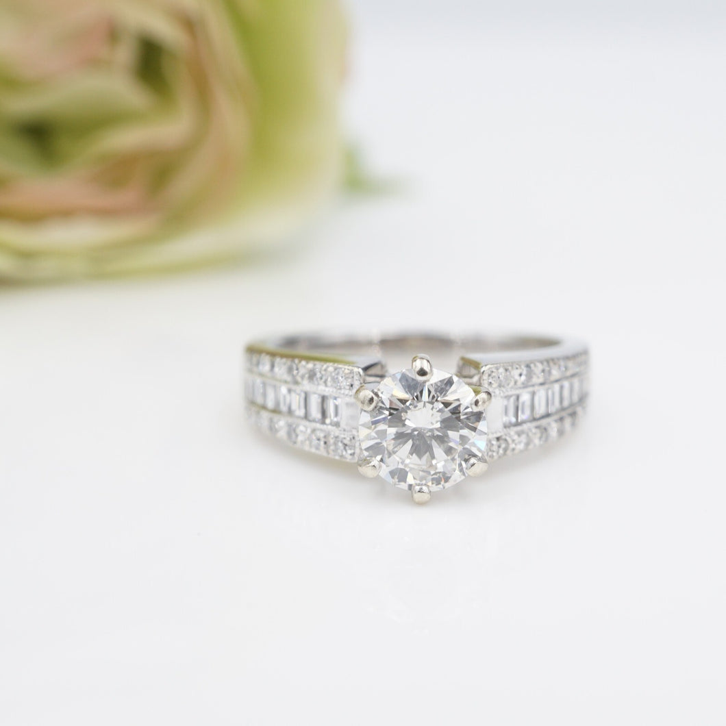 14k Diamond Engagement Ring White Gold 2 ctw Size 6.75 CO1231