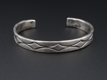 Navajo Cuff Bracelet Sterling Silver Nora Tahe Bill Artisan Stamped 7" BS2916