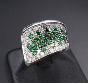 2 carat Diamond Tsavorite Garnet Ring Pave 18k White Gold Size 8.25 RG1665