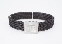 Charriol 18k Gold Celtic Noir Diamond Bracelet 6.5" Black Cable 15mm 5 Row BG878