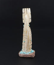 Zuni Carved Antler Corn Maiden Fetish Turquoise Coral Onyx 3" Signed M1822