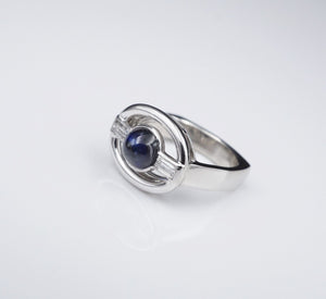 NWOT Platinum Natural No Heat Sapphire Diamond Cocktail Ring Size 6.5 GIA RG3488