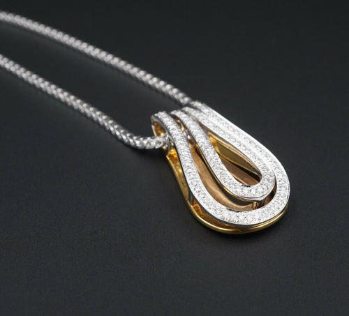 Di Modolo 18k Tri Color Gold Fiama Diamond Reversible Teardrop Pendant 16