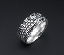 David Yurman Sterling Silver Black Diamond Maritime Band Ring 9.5mm w/Box RS3340