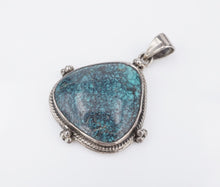 Sterling Silver Spiderweb Turquoise Pendant Statement Southwestern 1.75" PS2115